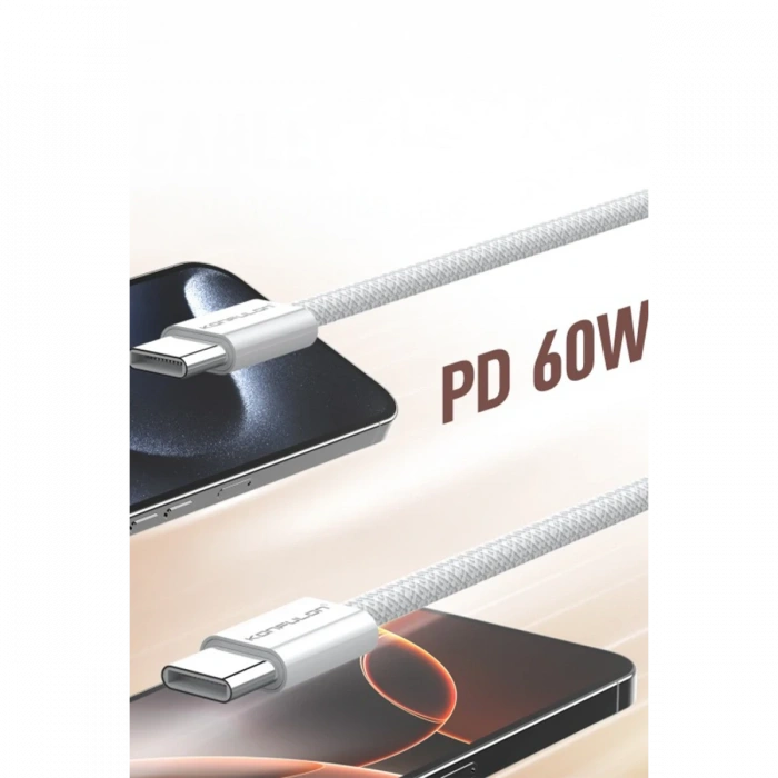 Konfulon DC82 1M 60W Type-C to Type-C  PD Hızlı Şarj Kablo - Beyaz