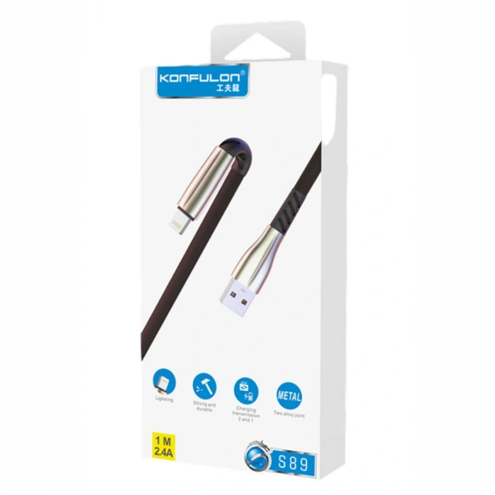 Konfulon S89 Metal Uçlu Lightning Kablo iphone Uyumlu 1M 2.4A