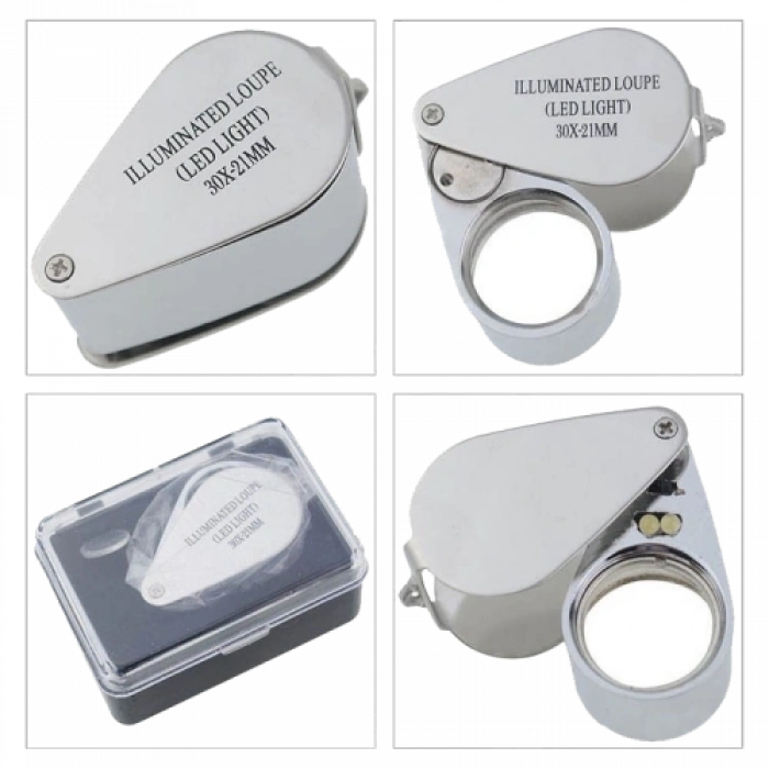 Kontrol, Için Özel Kutulu Metal Işıklı Lup 30x21