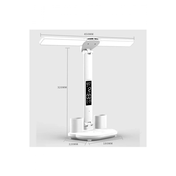 Led Dokunmatik Katlanabilir Masa Lambası Takvim Sıcaklık Saat Şarjlı Masa Lambası