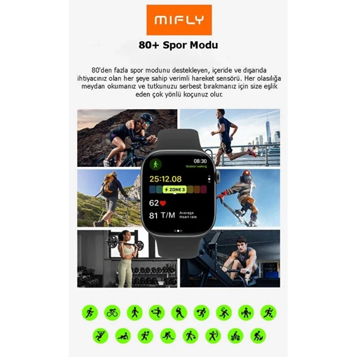 MIFLY S10 PRO SIYAH AKILLI SAAT