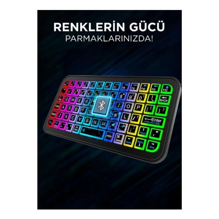 Mini Klavye Smarttv Işıklı Bluetooth Kablosuz Televizyon Ps3 Dizüstü Tabletler Ve Telefonlar İçin