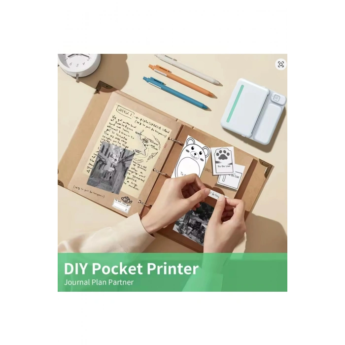 Mini Taşınabilir Yazıcı 13 Rulo Kağıtlı Mürekkepsiz Etiket Yazıcısı Mini Termal Yazıcı