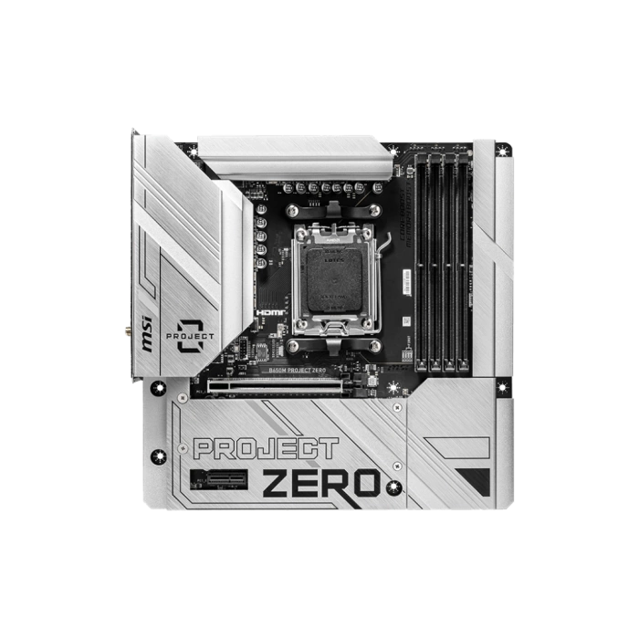 MSI B650M PROJECT ZERO AM5 DDR5 7600MHZ(OC) HDMI DP M.2 USB3.2 2.5G LAN WI-FI 6E mATX
