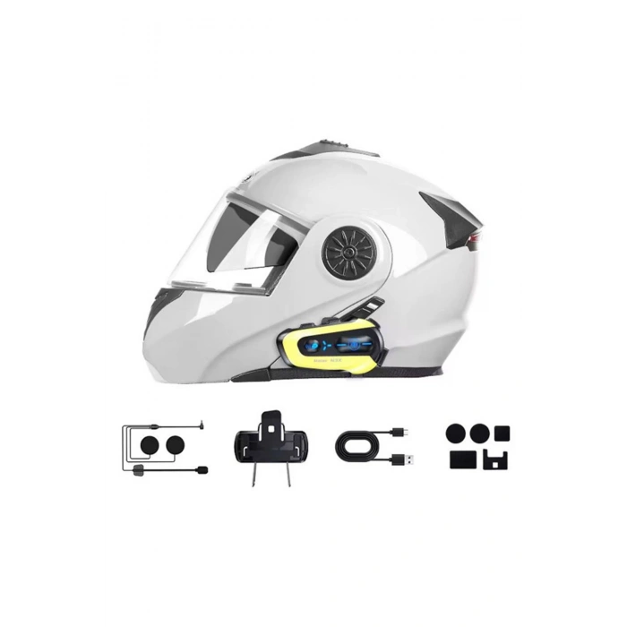 N3x Rgb Işıklı Intercom 3 Kişi Bağlantılı 1000mah Motosiklet Bluetooth Kulaklık Seti