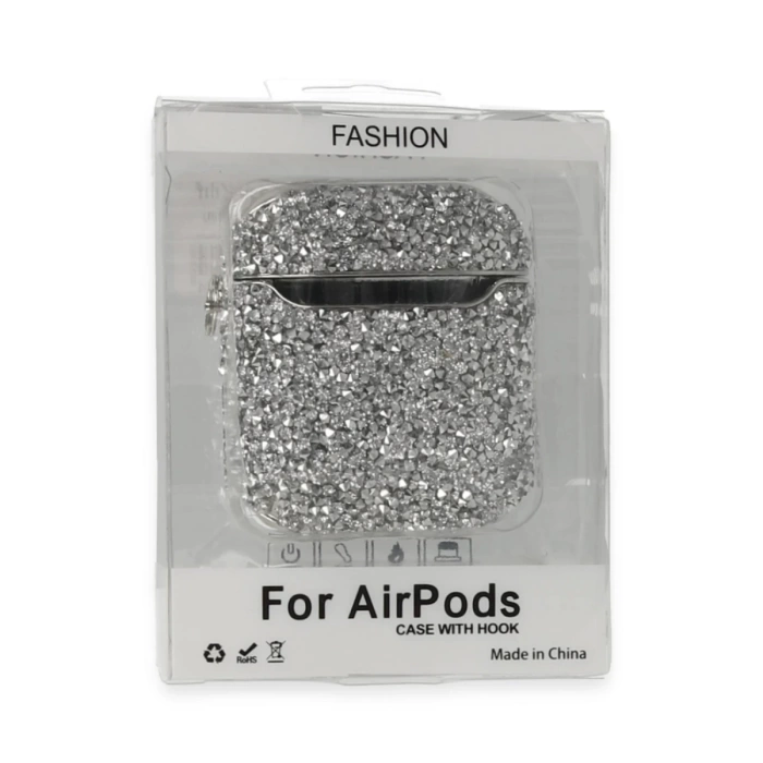 Newface Airpods 2 (2.nesil) Mira Taşlı Kılıf - Gümüş