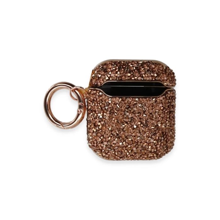 Newface Airpods 2 (2.nesil) Mira Taşlı Kılıf - Rose Gold