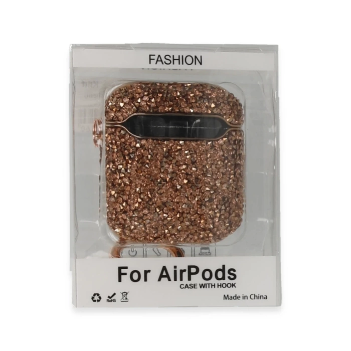 Newface Airpods 2 (2.nesil) Mira Taşlı Kılıf - Rose Gold