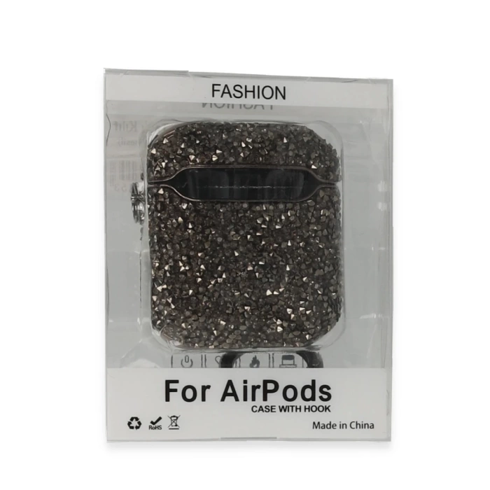 Newface Airpods 2 (2.nesil) Mira Taşlı Kılıf - Siyah