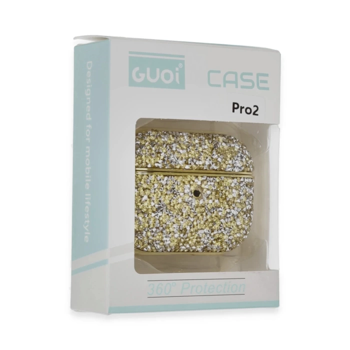 Newface Airpods Pro 2 (2.nesil) Luz Taşlı Kılıf - Gold
