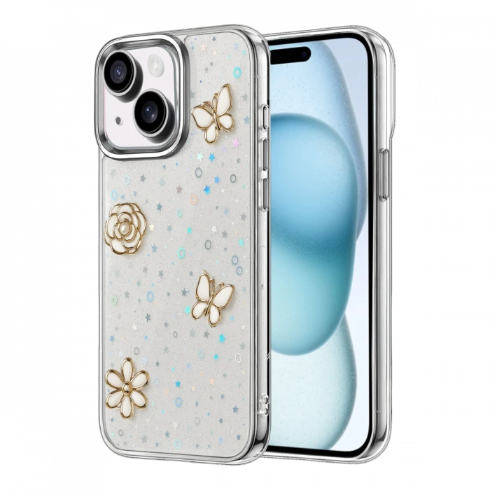 Apple iPhone 15 Plus Fiyonk Desenli Kapak