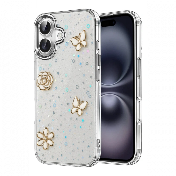 Newface Apple iPhone 16 Plus Fiyonk Desenli Kapak