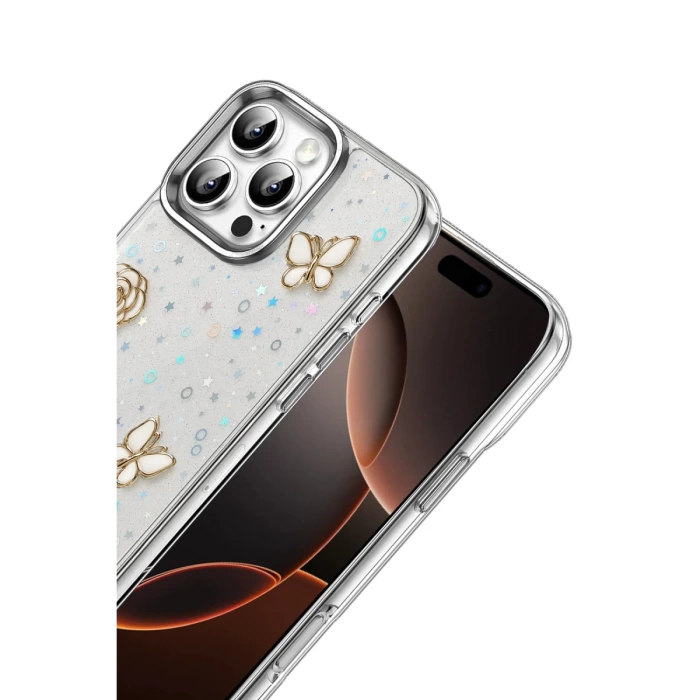 Newface Apple iPhone 16E Fiyonk Desenli Kapak