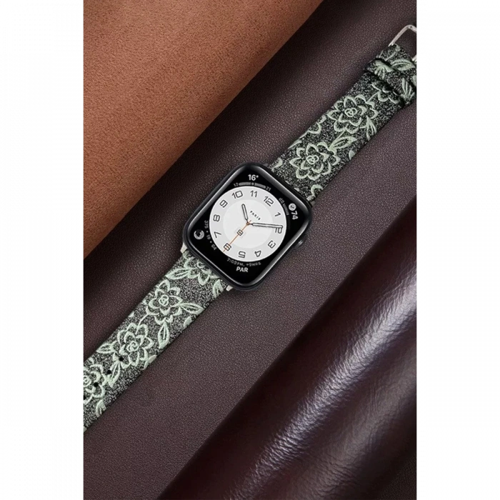Newface Apple Watch 38mm Creeper Desenli Kordon - Siyah
