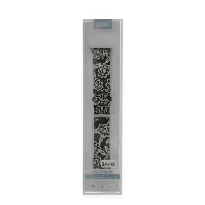 Newface Apple Watch 38mm Creeper Desenli Kordon - Siyah