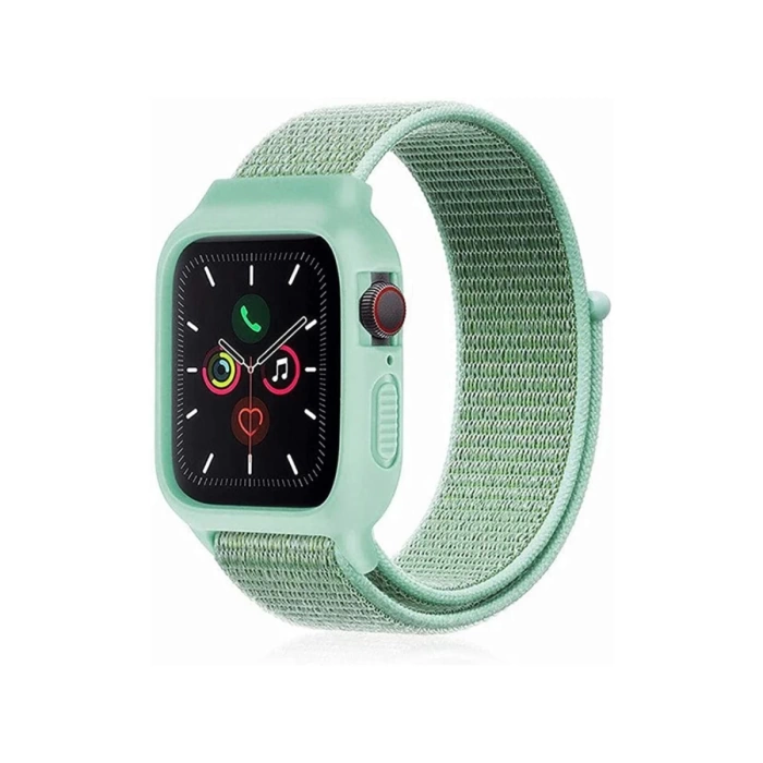 Newface Apple Watch 38mm Hasırlı Cırtcırtlı Kasalı Kordon