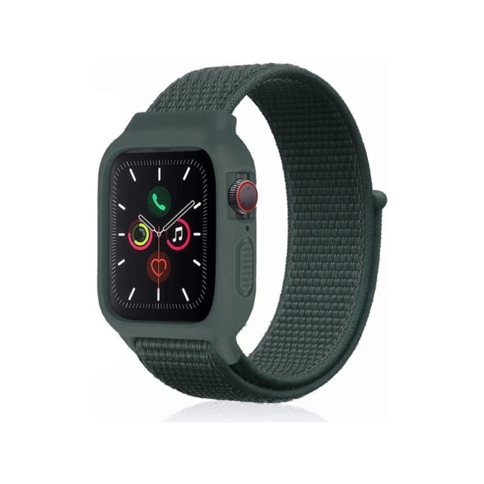Newface Apple Watch 38mm Hasırlı Cırtcırtlı Kasalı Kordon