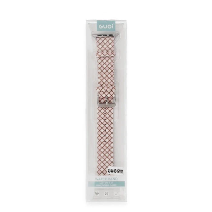 Newface Apple Watch 38mm Karo Motif Kordon - Pembe
