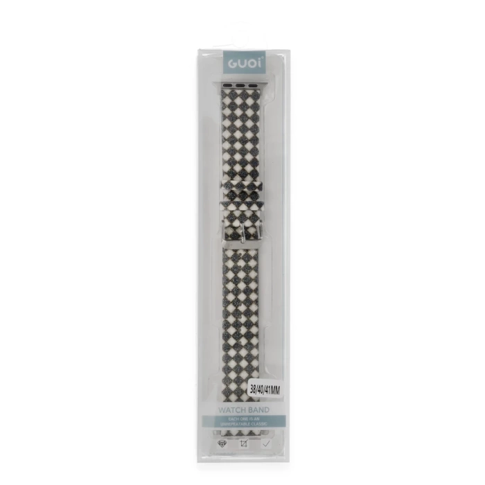 Newface Apple Watch 38mm Karo Motif Kordon - Siyah