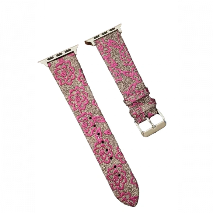Newface Apple Watch 42mm Creeper Desenli Kordon - Pembe