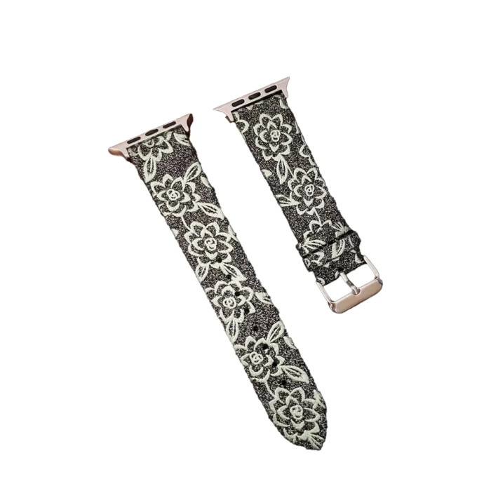 Newface Apple Watch 42mm Creeper Desenli Kordon - Siyah