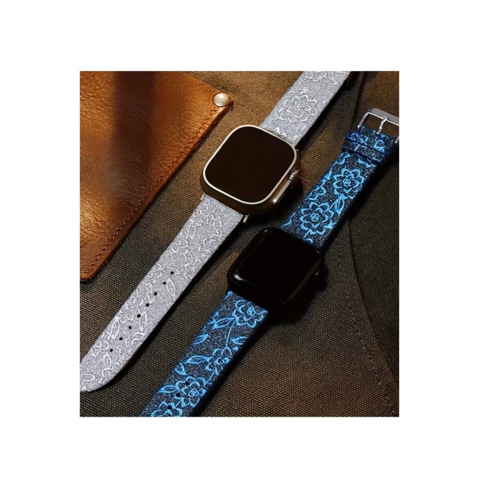 Newface Apple Watch 42mm Creeper Desenli Kordon - Siyah
