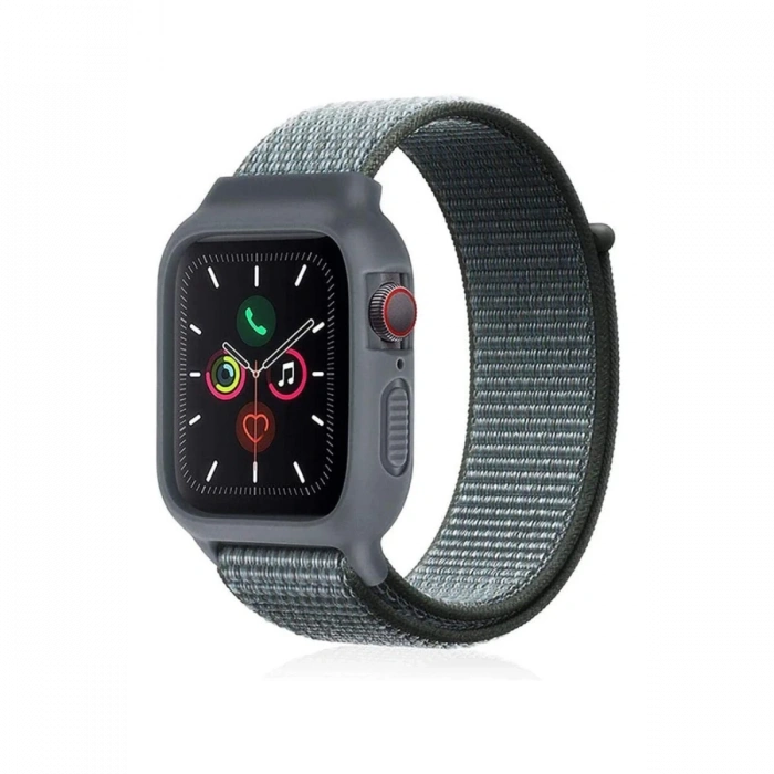 Newface Apple Watch 42mm Hasırlı Cırtcırtlı Kasalı Kordon