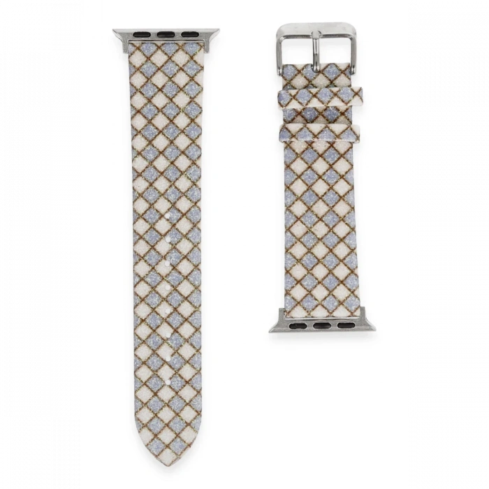 Newface Apple Watch 42mm Karo Motif Kordon - Lila