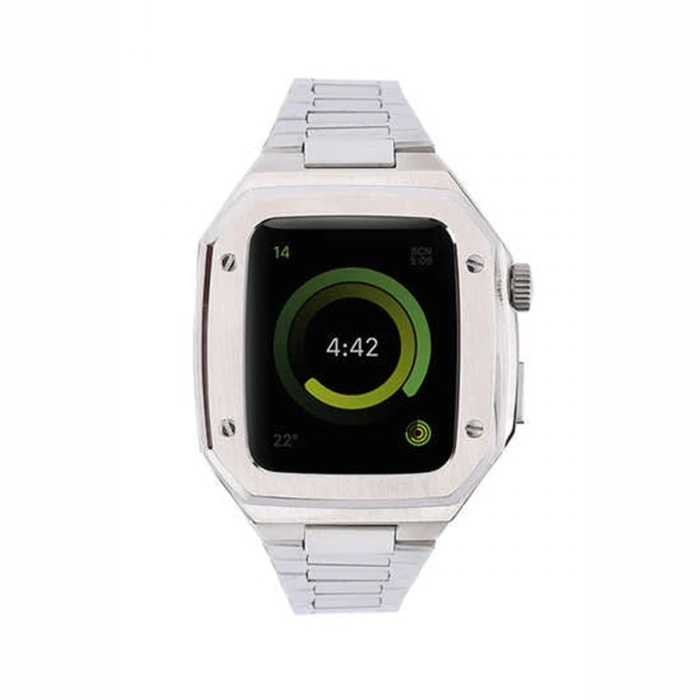 Newface Apple Watch 45mm Metal Petek Kasalı Kordon - Gümüş