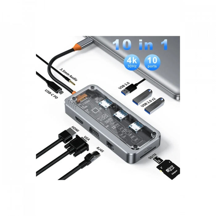 Newface Dönüştürücü 10in1 Hub SW10V - Gri