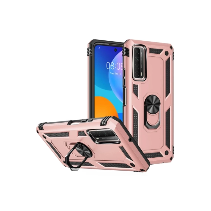 Newface Huawei P Smart 2021 Kılıf Sofya Yüzüklü Silikon Kapak