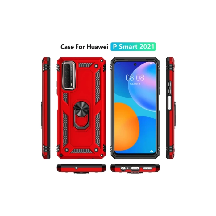 Newface Huawei P Smart 2021 Kılıf Sofya Yüzüklü Silikon Kapak