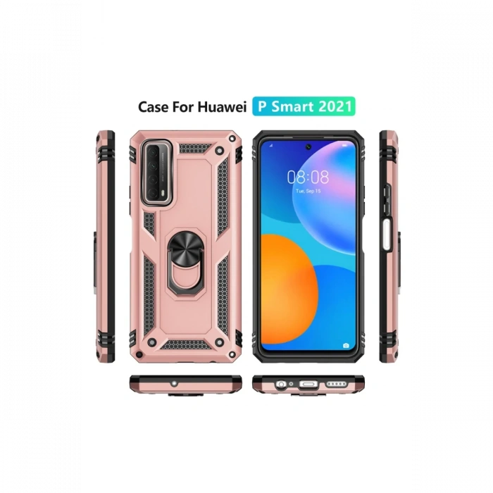 Newface Huawei P Smart 2021 Kılıf Sofya Yüzüklü Silikon Kapak