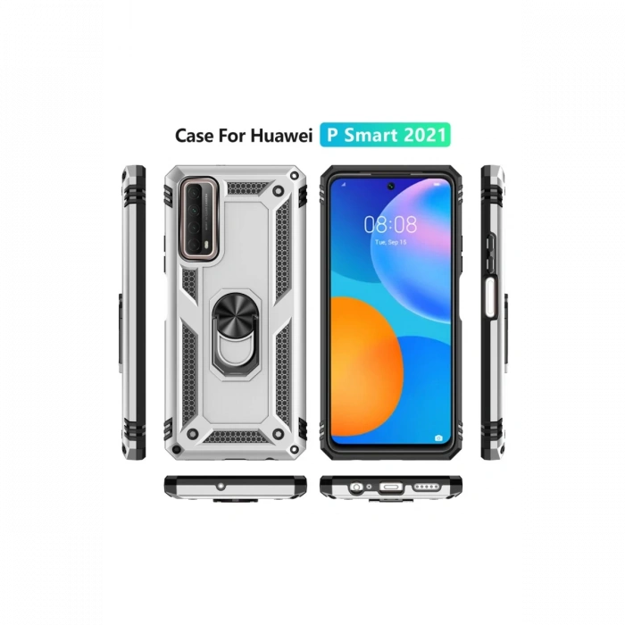 Newface Huawei P Smart 2021 Kılıf Sofya Yüzüklü Silikon Kapak