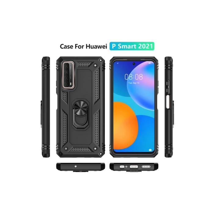 Newface Huawei P Smart 2021 Kılıf Sofya Yüzüklü Silikon Kapak