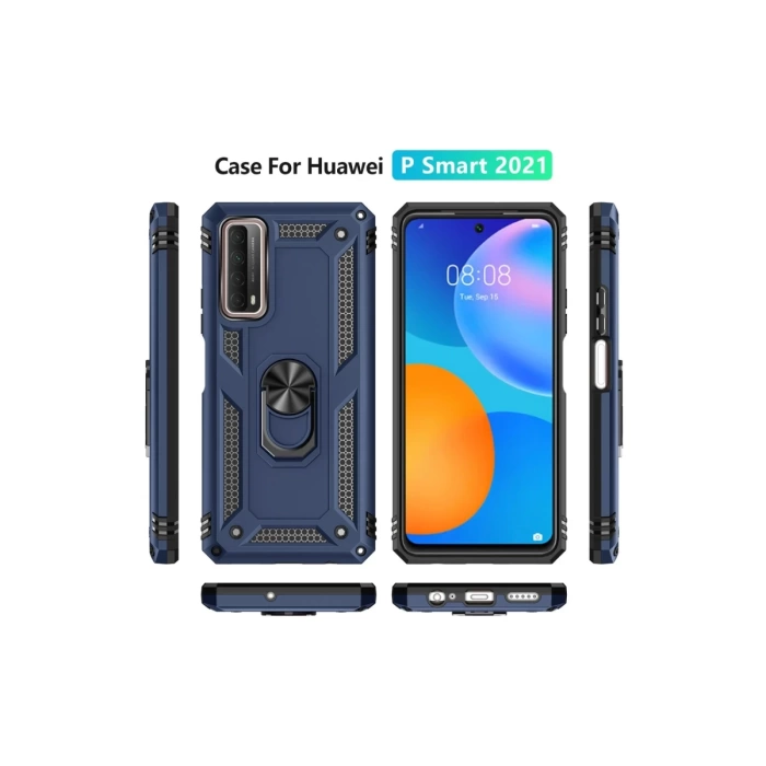 Newface Huawei P Smart 2021 Kılıf Sofya Yüzüklü Silikon Kapak