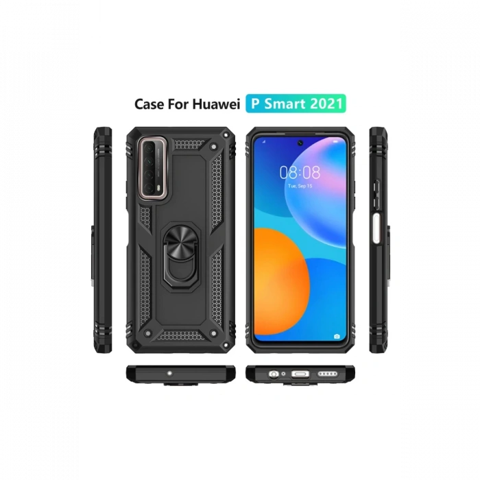 Newface Huawei P Smart 2021 Kılıf Sofya Yüzüklü Silikon Kapak
