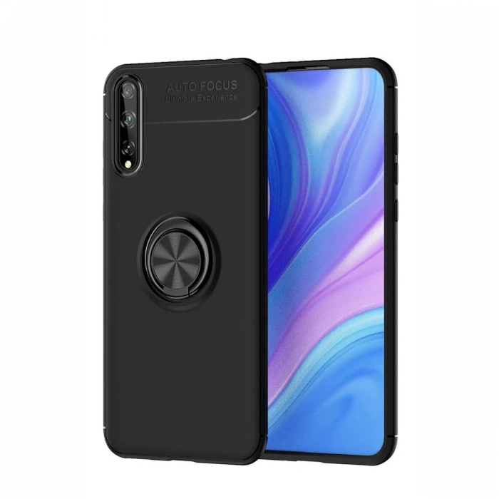 Newface Huawei P Smart S Kılıf Range Yüzüklü Silikon - Siyah