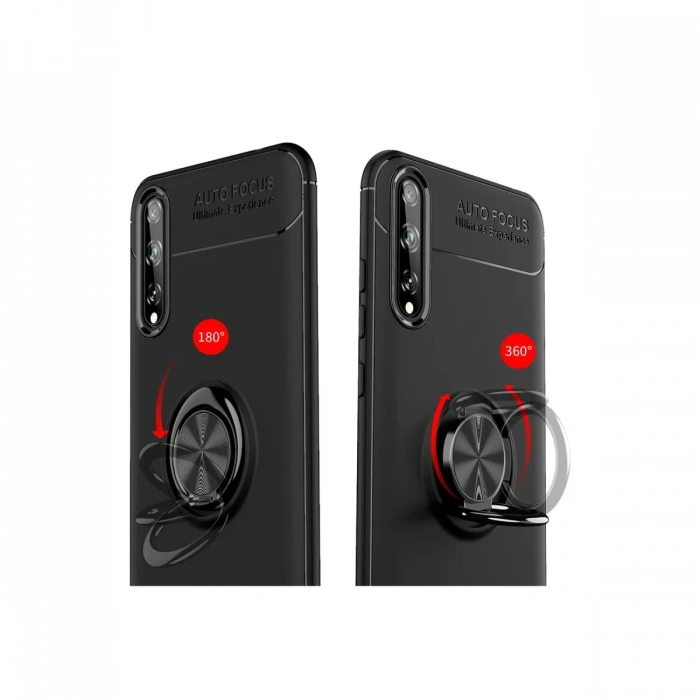 Newface Huawei P Smart S Kılıf Range Yüzüklü Silikon - Siyah