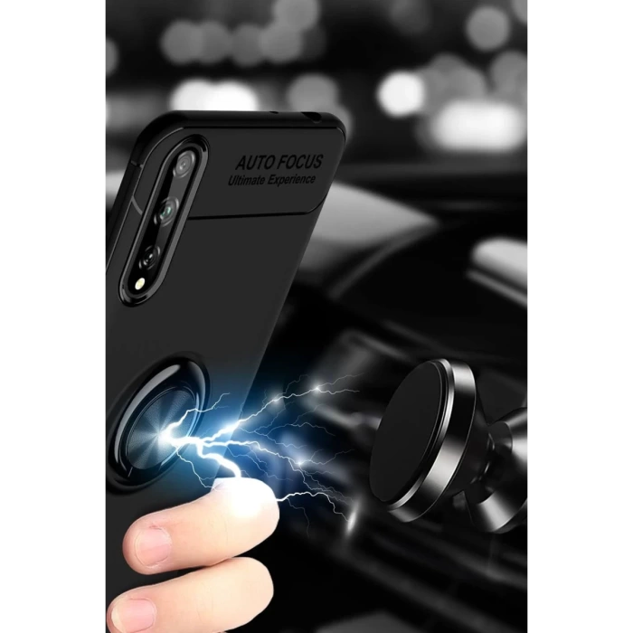 Newface Huawei P Smart S Kılıf Range Yüzüklü Silikon - Siyah