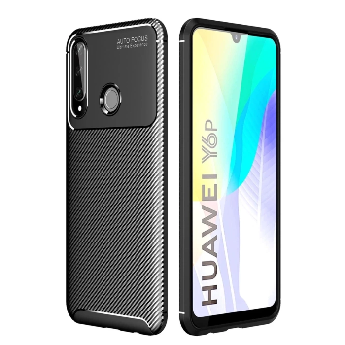 Newface Huawei Y6P Kılıf Auto Focus Karbon Kapak