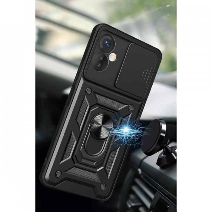 Newface İnfinix Hot 30 5G Kılıf Pars Lens Yüzüklü Silikon - Gümüş