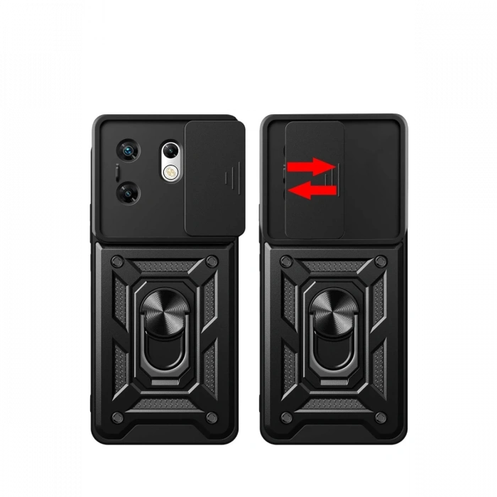 Newface İnfinix Zero 30 4G Kılıf Pars Lens Yüzüklü Silikon - Kırmızı