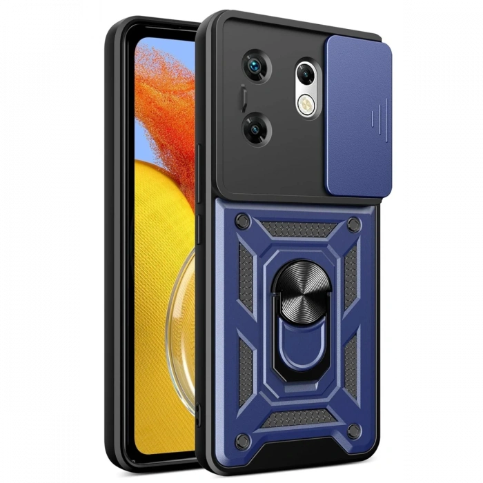 Newface İnfinix Zero 30 4G Kılıf Pars Lens Yüzüklü Silikon - Lacivert