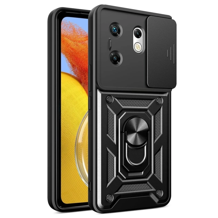 Newface İnfinix Zero 30 4G Kılıf Pars Lens Yüzüklü Silikon - Siyah