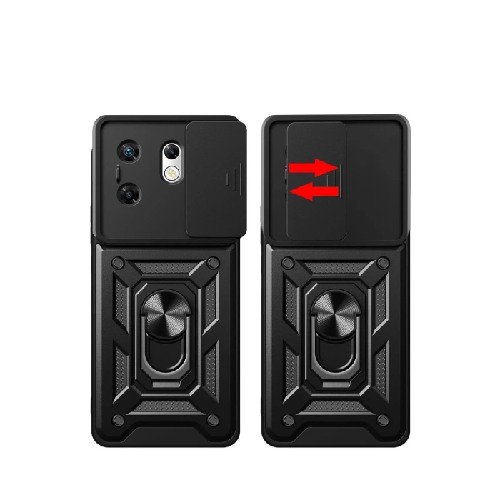Newface İnfinix Zero 30 4G Kılıf Pars Lens Yüzüklü Silikon - Siyah