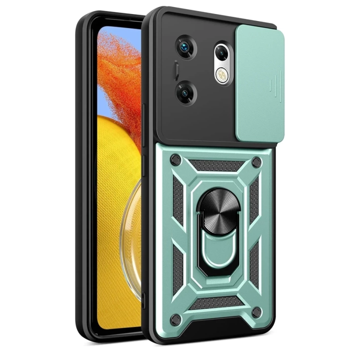 Newface İnfinix Zero 30 4G Kılıf Pars Lens Yüzüklü Silikon - Yeşil