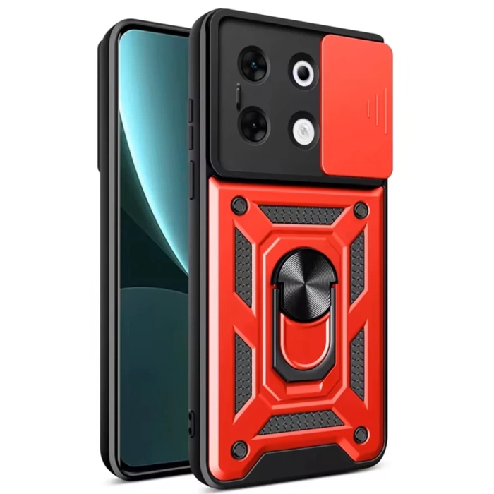 Newface İnfinix Zero 30 5G Kılıf Pars Lens Yüzüklü Silikon - Kırmızı