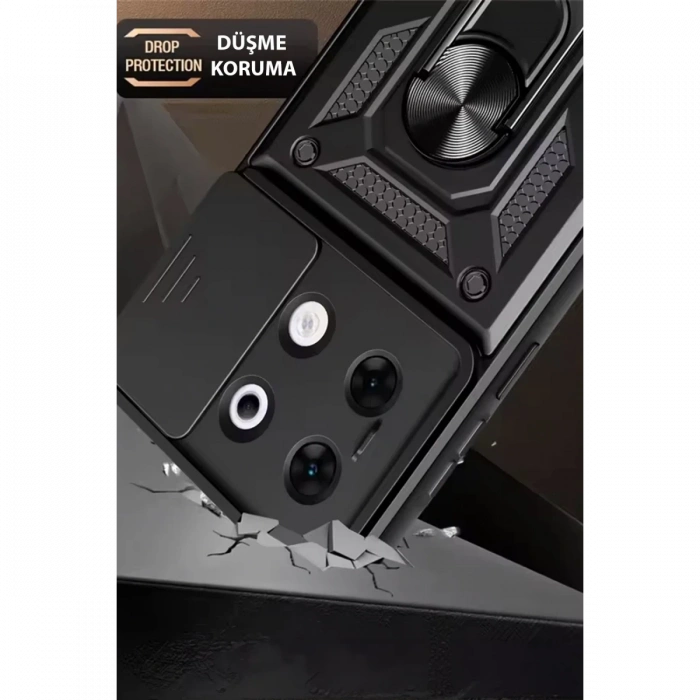 Newface İnfinix Zero 30 5G Kılıf Pars Lens Yüzüklü Silikon - Kırmızı