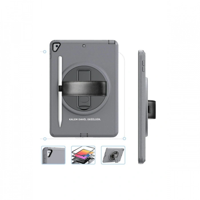 Newface iPad 10.2 (7.nesil) Kılıf Hand Strap Tablet Kılıfı